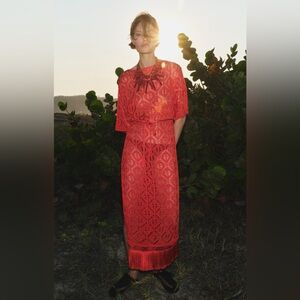 Zara ❤️❤️❤️LONG FRINGED OPEN KNIT TUNIC - Size Medium - NWT